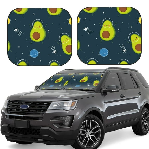 Gaeub Avocado in Space Foldable Auto Sun Blocker Visor, Sunshade for Car Front Window, Keeps Your Vehicle Cool - Large