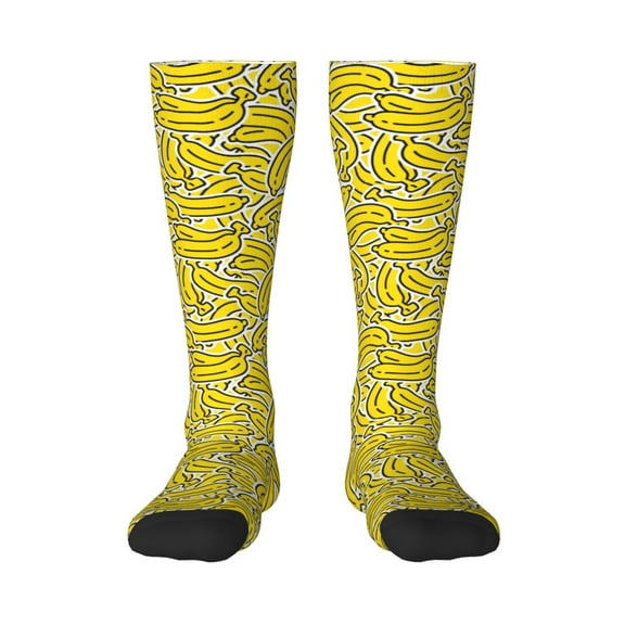 Gaeub Banana A Printed Design Socks Stretchy High Tube Socks for Men Women Teens , Softball Soccer Socks for Hiking, Sport
