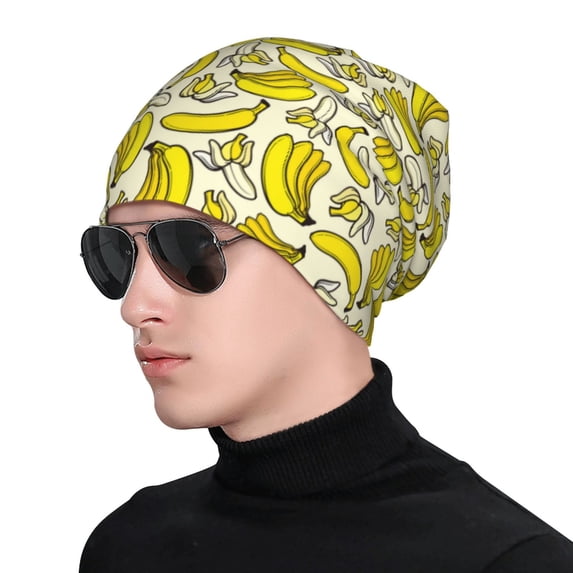 Gaeub Banana Print Beanie Hats for Men Women,Winter Caps,Knit Cuffed Beanie,Cuffed Cap,Great for Winter Activities