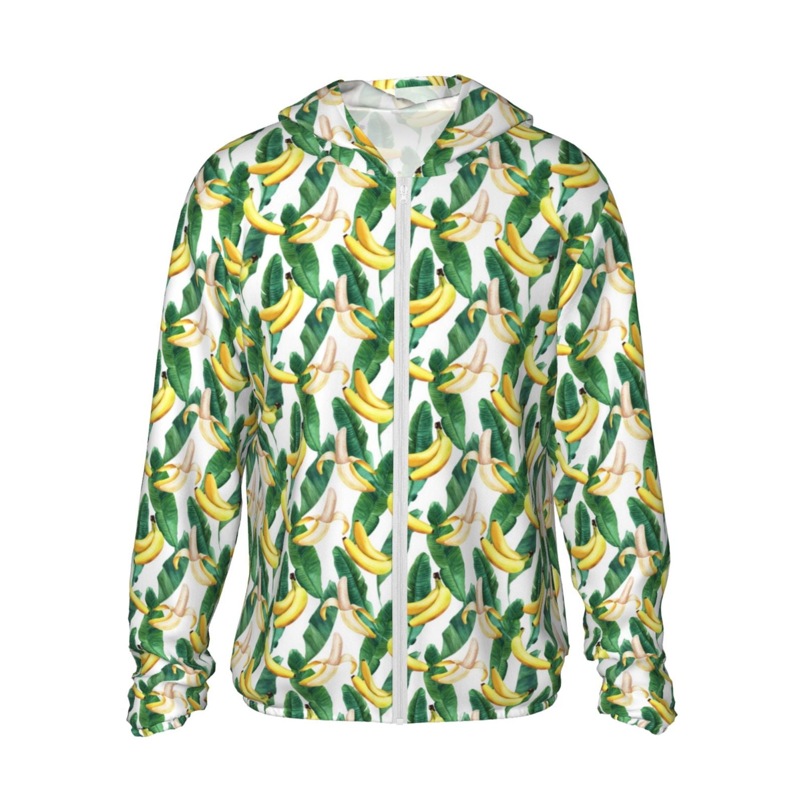 Gaeub Banana Tree Leaves Men's and Women's UPF 50+ Long-Sleeved Sun Protection Clothing, Fishing Shirt Long Sleeve Zip-Small