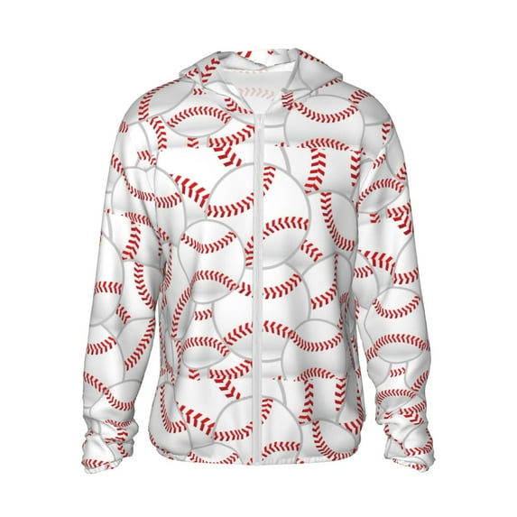 Gaeub Baseballs Men's and Women's UPF 50+ Long-Sleeved Sun Protection Clothing, Fishing Shirt Long Sleeve Zip - XX-Large