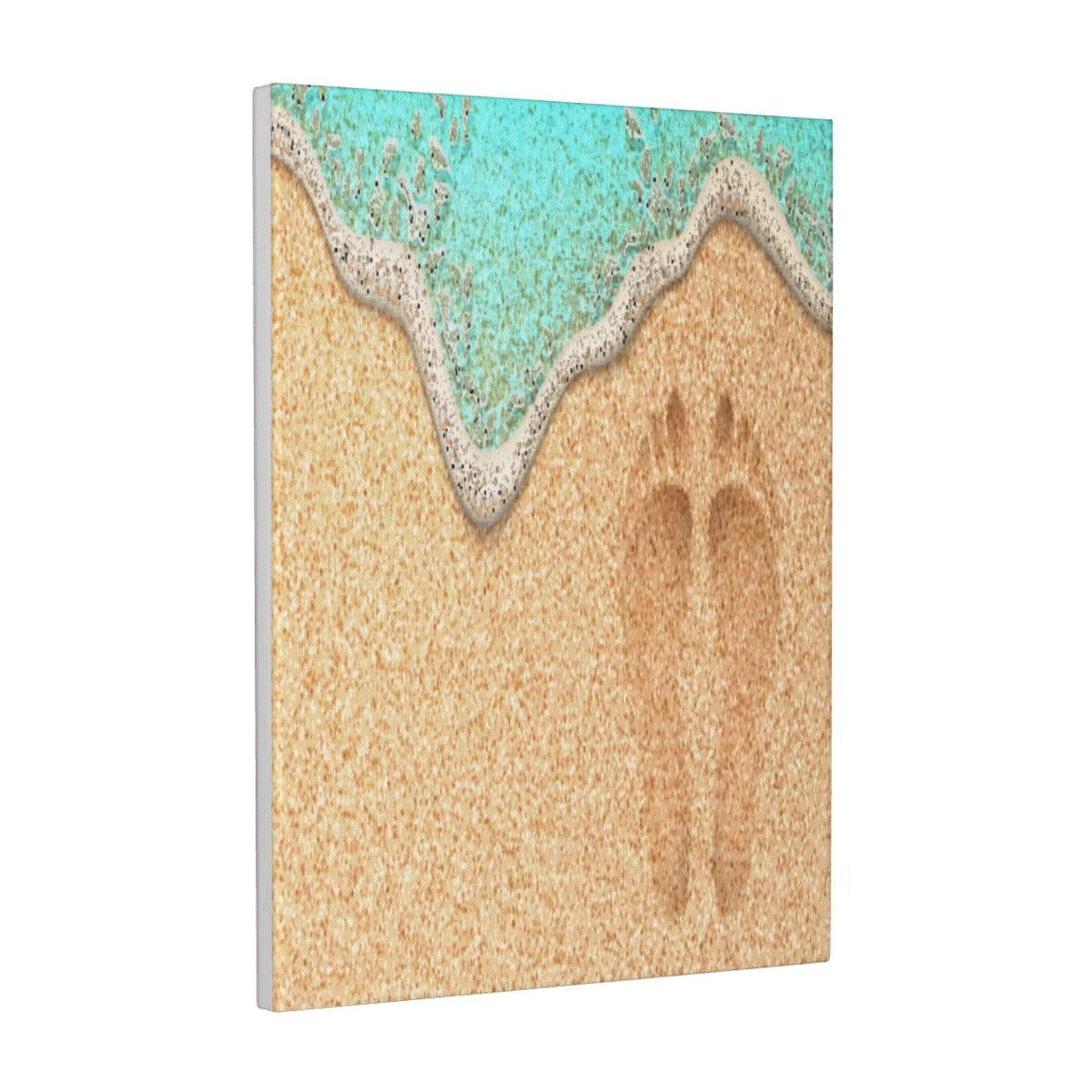 Curated visual reference: Visual Reference: Gaeub Beach Footprint Print Canvas Wall Art For Bathrooms Bedroom