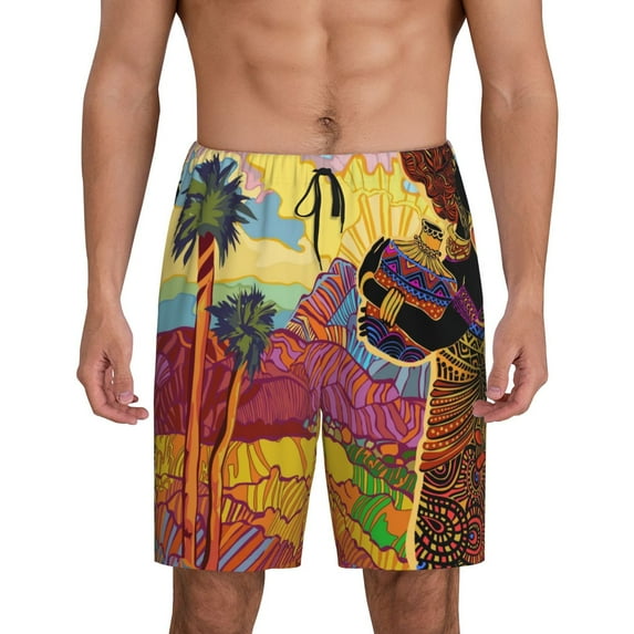 Gaeub Beautiful African Woman Printed Men's Short Pajama Pants, Lightweight Lounge & Sleep Bottoms Keep You Cool - Small