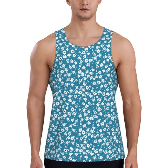 Gaeub Beautiful Floral Men's Athletic Tank Top, Workout Sleeveless Shirts, Running Tank Tops for Gym, Running, Training - Large