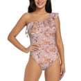 thumbnail image 1 of Gaeub Beautiful Fox Women's One Shoulder Ruffle Tummy Control Swimwear for Swimming Surfing Beach Party - Small, 1 of 8