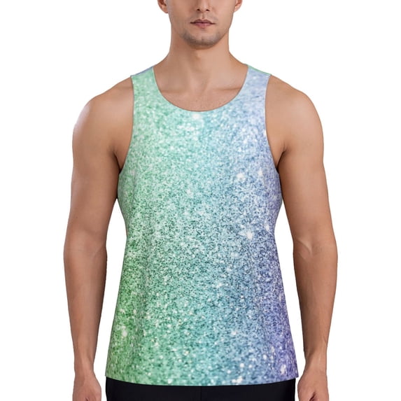 Gaeub Beautiful Glitter Men's Athletic Tank Top, Workout Sleeveless Shirts, Running Tank Tops for Gym, Running, Training - 4X-Large