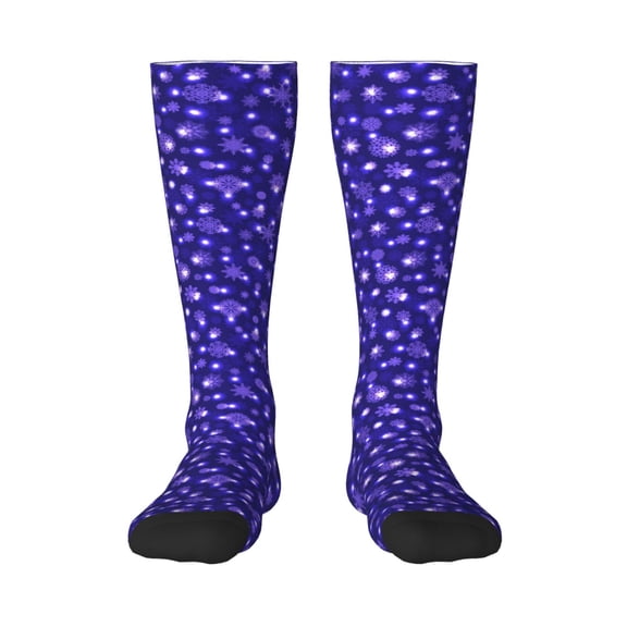 Gaeub Beautiful Purple Snowflakes Printed Design Socks Stretchy High Tube Socks for Men Women Teens , Softball Soccer Socks for Hiking, Sport