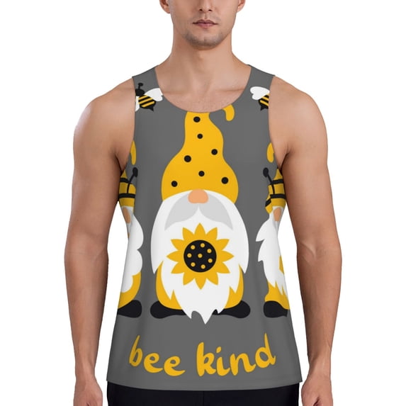 Gaeub Bee Kind Men's Athletic Tank Top, Workout Sleeveless Shirts, Running Tank Tops for Gym, Running, Training - X-Large