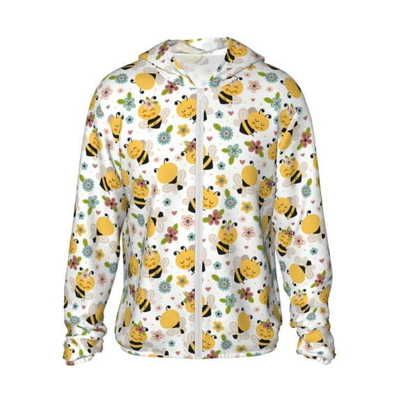 Gaeub Bee and Flowers Men's and Women's UPF 50+ Long-Sleeved Sun Protection Clothing, Fishing Shirt Long Sleeve Zip - XX-Large