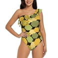 thumbnail image 1 of Gaeub Bee honey Women's One Shoulder Ruffle Tummy Control Swimwear for Swimming Surfing Beach Party - Large, 1 of 8
