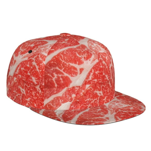 Gaeub Beef Steaks Flat Bill Snapback Hats Baseball Caps with Adjustable for Running Workouts and Outdoor Activities