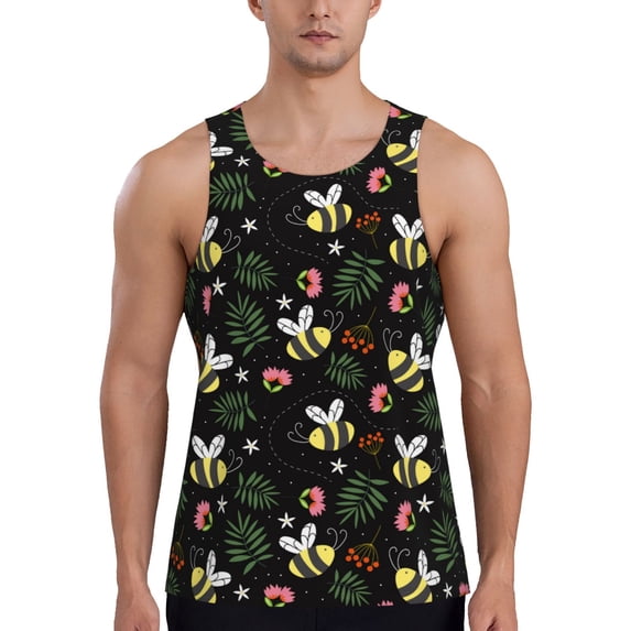Gaeub Bees Men's Athletic Tank Top, Workout Sleeveless Shirts, Running Tank Tops for Gym, Running, Training - XX-Large