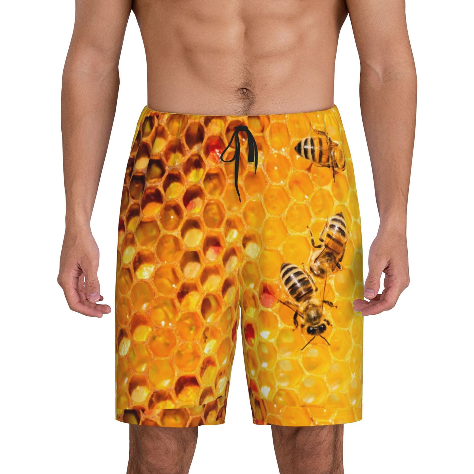 Gaeub Bees on Hive Honeycomb Printed Men's Short Pajama Pants ...