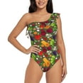 thumbnail image 1 of Gaeub Begetable Women's One Shoulder Ruffle Tummy Control Swimwear for Swimming Surfing Beach Party - Medium, 1 of 8