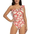 thumbnail image 1 of Gaeub Beige Flowers Women's One Shoulder Ruffle Tummy Control Swimwear for Swimming Surfing Beach Party - Medium, 1 of 8