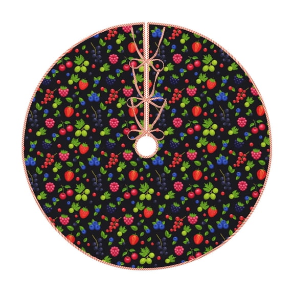Gaeub Berries Print Christmas Tree Skirt,Christmas Decorations,Round Xmas Skirt for Christmas Indoor Decorations Xmas Winter Holiday Party Supplies-36"