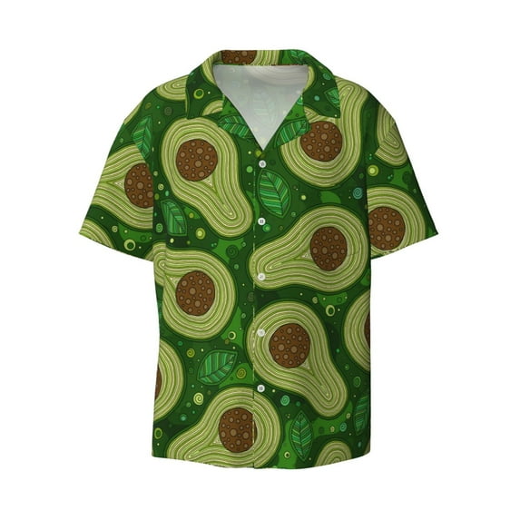 Gaeub Big Colorful Avocados Men's Lapel Short Sleeve Shirt, Relaxed Fit Shirt, Soft and Breathable for Outdoors Party Travel - Small