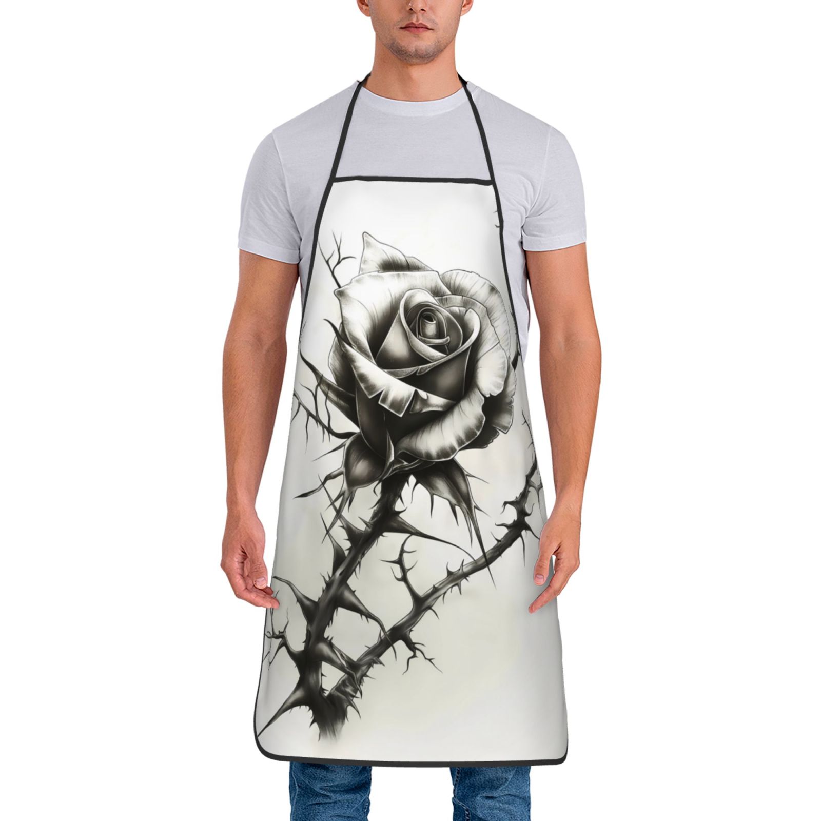 Womens Apron Ragged Rose Christmas Apron Cotton For Cooking