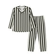 thumbnail image 1 of Gaeub Black And White Thick Stripes Mens Pajamas Set Mens Sleepwear with Long Sleeve Top & Bottoms PJs-Small, 1 of 7