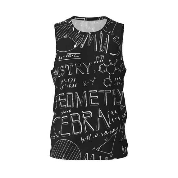 Gaeub Black Scientific Men's Mesh Basketball Jersey, Quick-Drying Sleeveless Top S-4XL, Loose Muscle Tank Top -Small