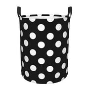 Gaeub Black and White Polka Dot Dirty Clothes Storage Basket, Toy Storage Bin for Storing Clothing, Diapers, Toys - Medium