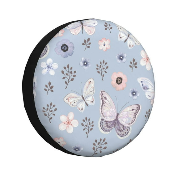Gaeub Blue Butterfly 14-17in Tire Cover, Spare Tire Cover, for Camper Caravan, Trailer, Car, Truck, SUV, Jeep - 15 inch