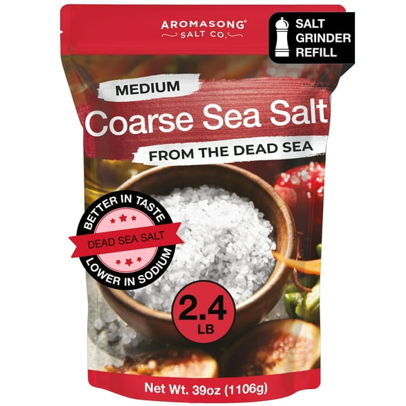 Aromasong 100% Natural & HMF23 Pure Sea Salt Coarse Grain, 2.43 lb. | Ideal Coarse Salt for Grinder Refill - Packaging May Vary