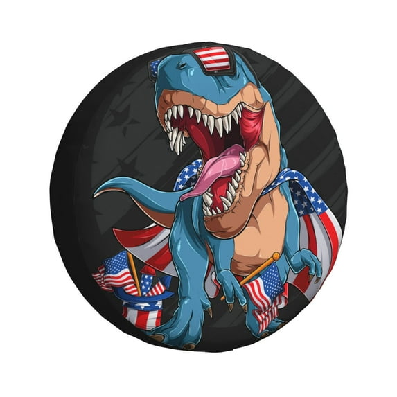 Gaeub Blue Dinosaur 14-17in Tire Cover, Spare Tire Cover, for Camper Caravan, Trailer, Car, Truck, SUV, Jeep - 14 inch