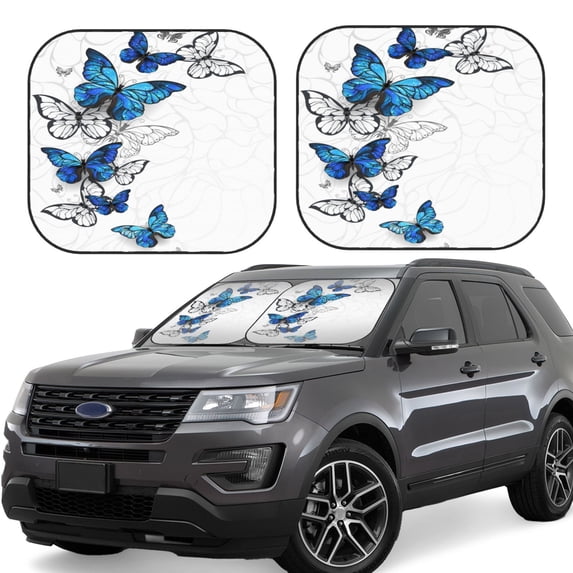 Gaeub Blue Flying Butterflies Foldable Auto Sun Blocker Visor, Sunshade for Car Front Window, Keeps Your Vehicle Cool - Medium