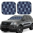 thumbnail image 1 of Gaeub Blue Gingham Buffalo Check Foldable Auto Sun Blocker Visor, Sunshade for Car Front Window, Keeps Your Vehicle Cool - Medium, 1 of 7