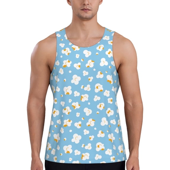 Gaeub Blue Popcorn Men's Athletic Tank Top, Workout Sleeveless Shirts, Running Tank Tops for Gym, Running, Training - X-Large