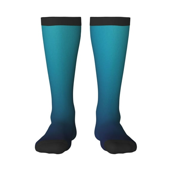 Gaeub Blue and Teal Gradient Printed Design Socks Stretchy High Tube Socks for Men Women Teens , Softball Soccer Socks for Hiking, Sport