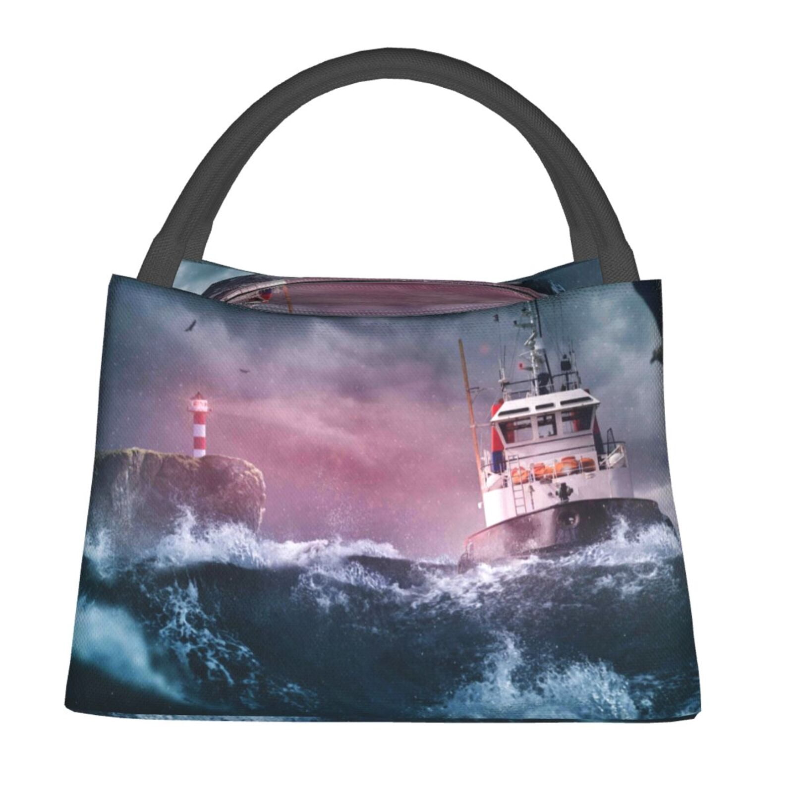 Gaeub Boat Lighthouse Storm Waves Collapsible Cooler Bag Insulated ...