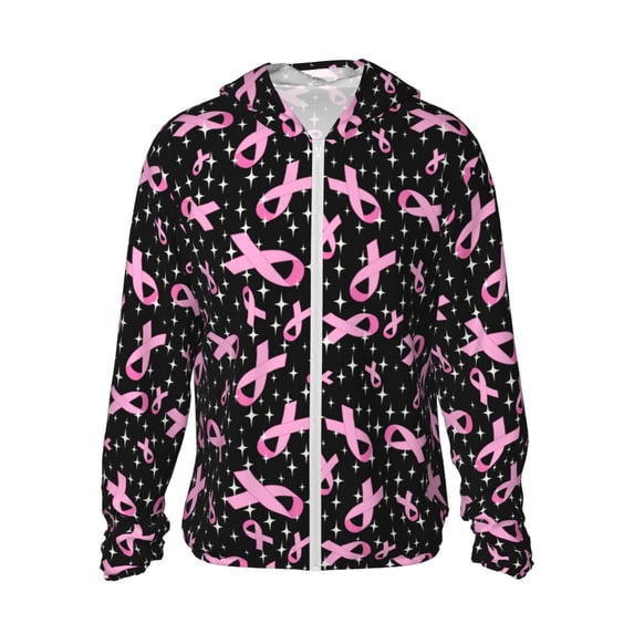 Gaeub Breast Cancer Awareness (2) Men's and Women's UPF 50+ Long-Sleeved Sun Protection Clothing, Fishing Shirt Long Sleeve Zip - Medium