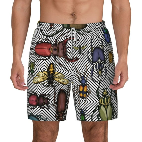 Gaeub Bright Insects Mens Swim Trunks Stretch Beach Shorts Quick Dry for Men Swim Shorts Swimwear with Pockets- X-Large