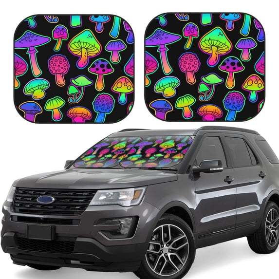 Gaeub Bright Mushrooms Foldable Auto Sun Blocker Visor, Sunshade for Car Front Window, Keeps Your Vehicle Cool - Medium