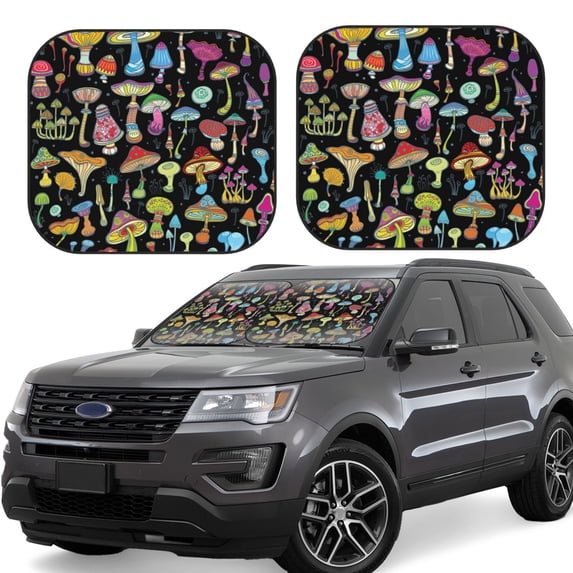 Gaeub Bright Mushrooms Foldable Auto Sun Blocker Visor, Sunshade for Car Front Window, Keeps Your Vehicle Cool - Medium