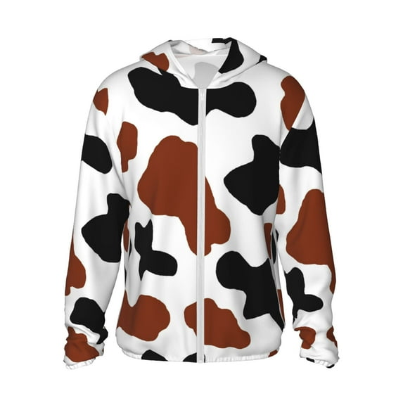 Gaeub Brown Black Cow Men's and Women's UPF 50+ Long-Sleeved Sun Protection Clothing, Fishing Shirt Long Sleeve Zip - Large