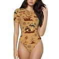 thumbnail image 1 of Gaeub Brown Mushrooms Women'S Short Sleeve One Piece Swimsuit Sexy High-Waisted Bodysuit For Swimming, Beach, Sports - Medium, 1 of 9