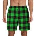 thumbnail image 1 of Gaeub Buffalo Plaid Green Black Mens Swim Trunks Stretch Beach Shorts Quick Dry for Men Swim Shorts Swimwear with Pockets- X-Large, 1 of 9