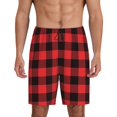 thumbnail image 1 of Gaeub Buffalo Plaid Red Black Print Men's Short Pajama Pants, Sleep Shorts, Household Pants, Casual Pants with Pockets-4X-Large, 1 of 6