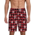 thumbnail image 1 of Gaeub Buffalo Plaid Snowflakes Print Men's Short Pajama Pants, Sleep Shorts, Household Pants, Casual Pants with Pockets-3X-Large, 1 of 6