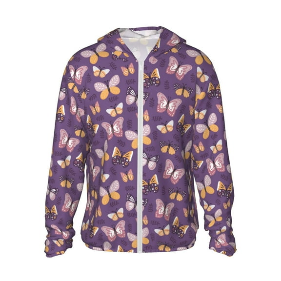 Gaeub Butterflies And Floral Men's and Women's UPF 50+ Long-Sleeved Sun Protection Clothing, Fishing Shirt Long Sleeve Zip-Small