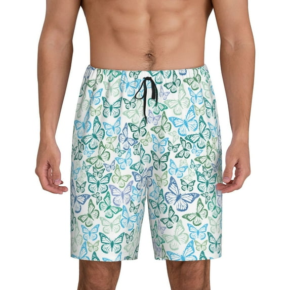 Gaeub Butterflies Print Men's Short Pajama Pants, Sleep Shorts, Household Pants, Casual Pants with Pockets-4X-Large