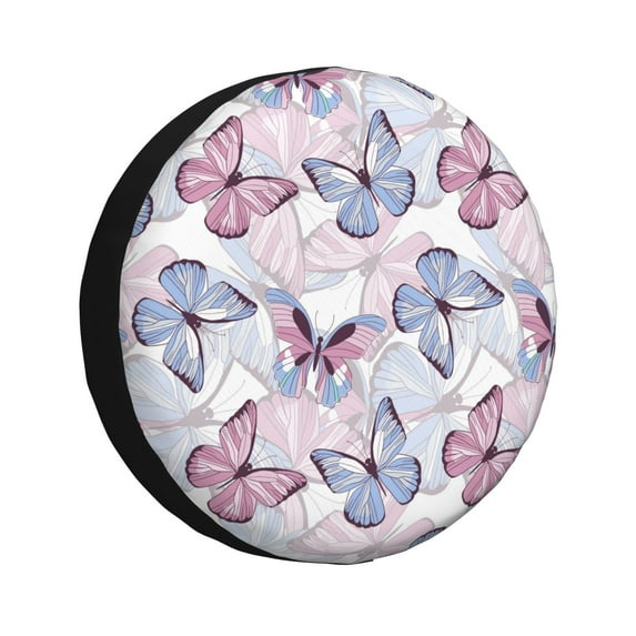 Gaeub Butterflies in Pastel 14-17in Tire Cover, Spare Tire Cover, for Camper Caravan, Trailer, Car, Truck, SUV, Jeep - 14 inch