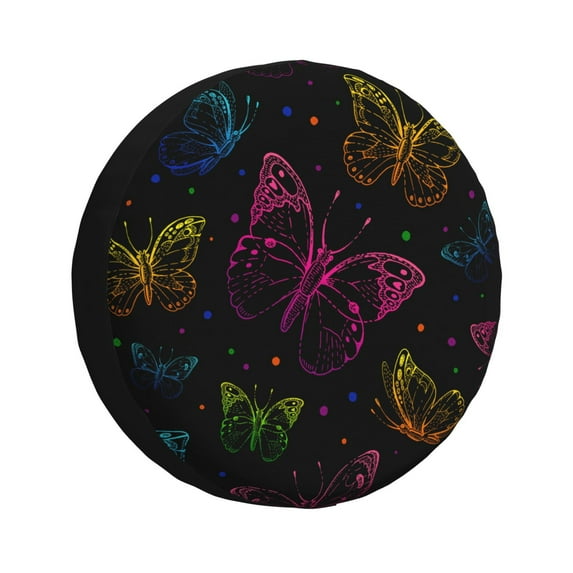Gaeub Butterfly 14-17in Tire Cover, Spare Tire Cover, for Camper Caravan, Trailer, Car, Truck, SUV, Jeep - 15 inch
