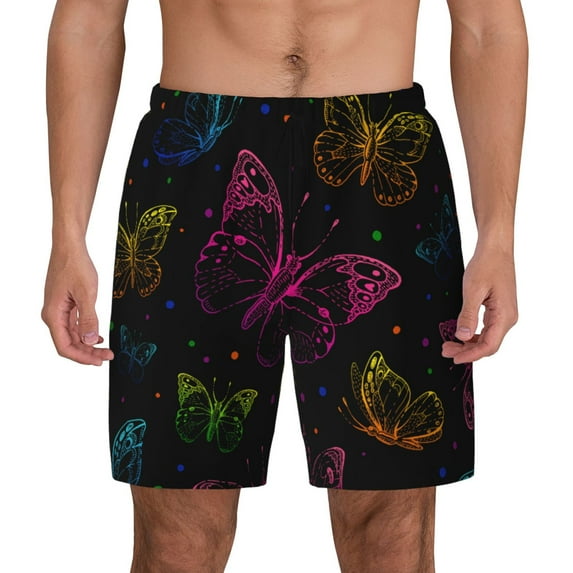 Gaeub Butterfly Mens Swim Trunks Stretch Beach Shorts Quick Dry for Men Swim Shorts Swimwear with Pockets- X-Large