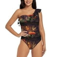 thumbnail image 1 of Gaeub Butterfly Sitting on a Flower Women's One Shoulder Ruffle Tummy Control Swimwear for Swimming Surfing Beach Party - XX-Large, 1 of 8