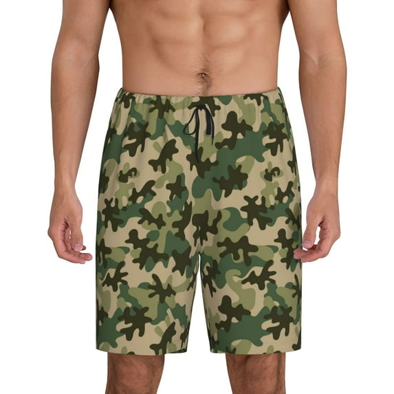 Gaeub Camouflag Print Men's Short Pajama Pants, Sleep Shorts, Household Pants, Casual Pants with Pockets-Medium