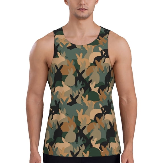Gaeub Camouflage Rabbit Men's Athletic Tank Top, Workout Sleeveless Shirts, Running Tank Tops for Gym, Running, Training - 4X-Large